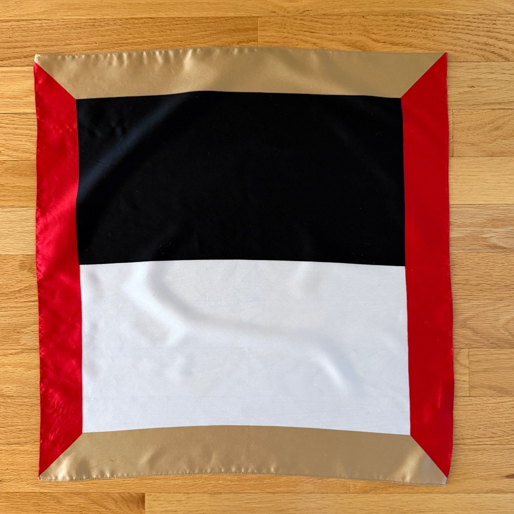 Scarf Made in Italy Black Red White Camel Colors 20" X 19"